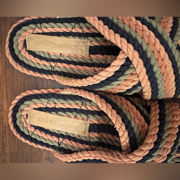 Striped Rope Saraya slide Sandals salt + umber. New size 5 - Picture 5 of 7